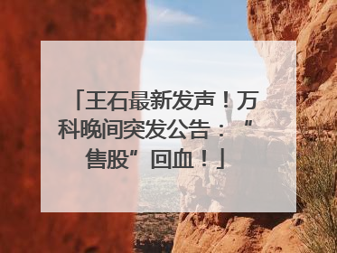 王石最新发声！万科晚间突发公告：“售股”回血！