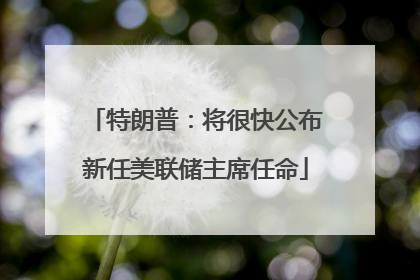 特朗普：将很快公布新任美联储主席任命