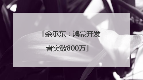 余承东：鸿蒙开发者突破800万