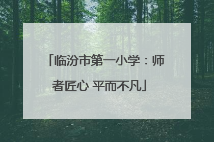 临汾市第一小学：师者匠心 平而不凡