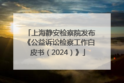 上海静安检察院发布《公益诉讼检察工作白皮书（2024）》