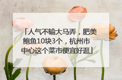 人气不输大马弄，肥美鲍鱼10块3个，杭州市中心这个菜市便宜好逛