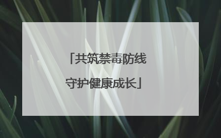 共筑禁毒防线 守护健康成长