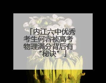 内江六中优秀考生何睿祯高考物理满分背后有“秘诀”