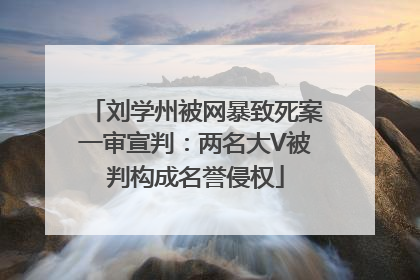 刘学州被网暴致死案一审宣判：两名大V被判构成名誉侵权