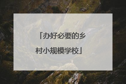 办好必要的乡村小规模学校