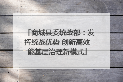 商城县委统战部：发挥统战优势 创新高效能基层治理新模式