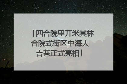 四合院里开米其林 合院式街区中海大吉巷正式亮相