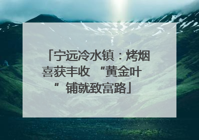 宁远冷水镇：烤烟喜获丰收 “黄金叶”铺就致富路