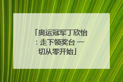 奥运冠军丁欣怡：走下领奖台 一切从零开始