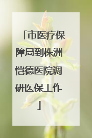 市医疗保障局到株洲恺德医院调研医保工作