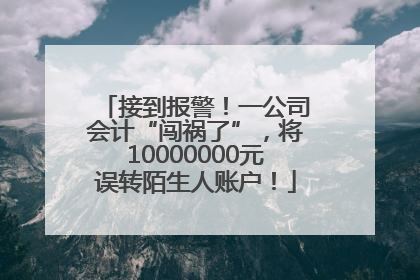 接到报警！一公司会计“闯祸了”，将10000000元误转陌生人账户！