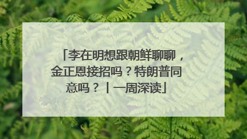 李在明想跟朝鲜聊聊，金正恩接招吗？特朗普同意吗？丨一周深读