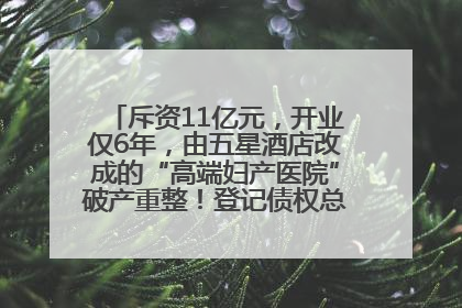 斥资11亿元，开业仅6年，由五星酒店改成的“高端妇产医院”破产重整！登记债权总额已超17亿元