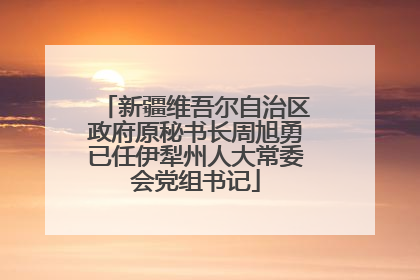 新疆维吾尔自治区政府原秘书长周旭勇已任伊犁州人大常委会党组书记