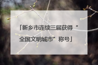 新乡市连续三届获得“全国文明城市”称号