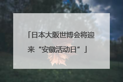 日本大阪世博会将迎来“安徽活动日”
