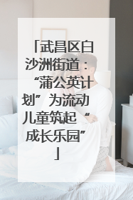 武昌区白沙洲街道：“蒲公英计划”为流动儿童筑起“成长乐园”