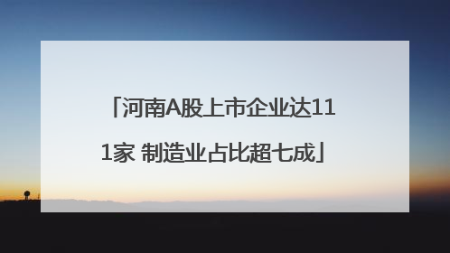河南A股上市企业达111家 制造业占比超七成