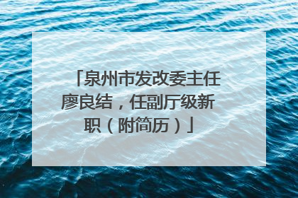 泉州市发改委主任廖良结，任副厅级新职（附简历）