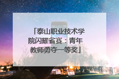 泰山职业技术学院闪耀省赛：青年教师勇夺一等奖