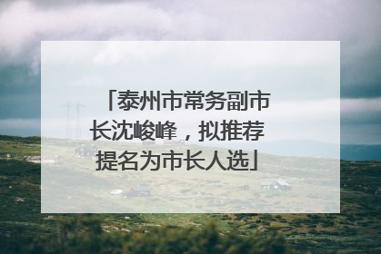 泰州市常务副市长沈峻峰，拟推荐提名为市长人选
