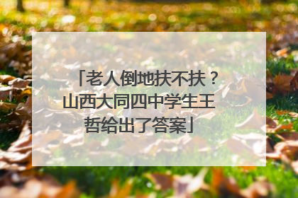 老人倒地扶不扶？山西大同四中学生王哲给出了答案