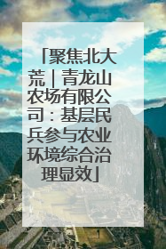 聚焦北大荒｜青龙山农场有限公司：基层民兵参与农业环境综合治理显效