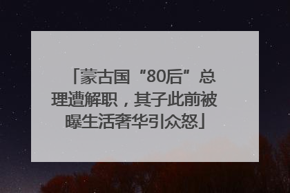 蒙古国“80后”总理遭解职，其子此前被曝生活奢华引众怒