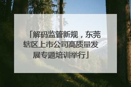 解码监管新规，东莞辖区上市公司高质量发展专题培训举行