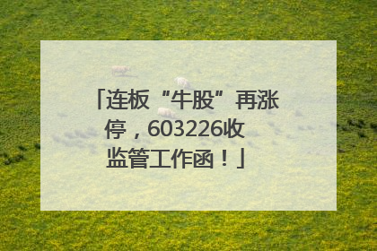 连板“牛股”再涨停，603226收监管工作函！