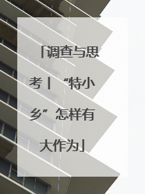 调查与思考丨“特小乡”怎样有大作为