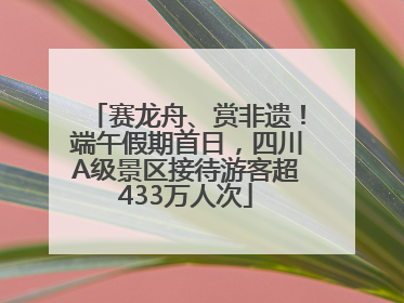 赛龙舟、赏非遗！端午假期首日，四川A级景区接待游客超433万人次