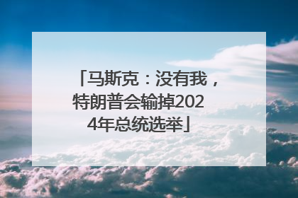 马斯克：没有我，特朗普会输掉2024年总统选举