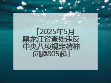 2025年5月黑龙江省查处违反中央八项规定精神问题805起