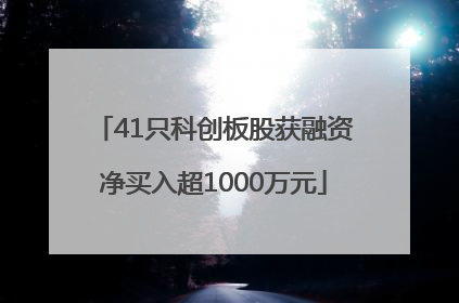 41只科创板股获融资净买入超1000万元